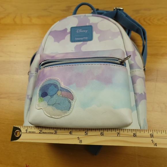 Disney Loungefly Mini Backpack Stitch Clouds Pastel Purple Blue - Picture 7 of 9